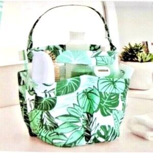 Carry All Canvas Tote Palm Monstera Green Water-Resistant Storage 4-Pockets NEW